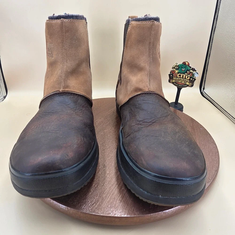 Sorel Mens NM1677-224 Waterproof Leather Chelsea Boots Brown Suede Winter 14